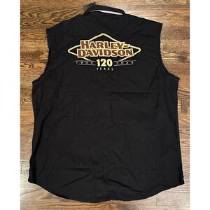 Harley-Davidson Black Sleeveless Button Down Shirt
